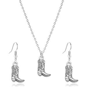 Western Texas Boots Earrings Necklace Set Western Jewelry for Women Fun Country